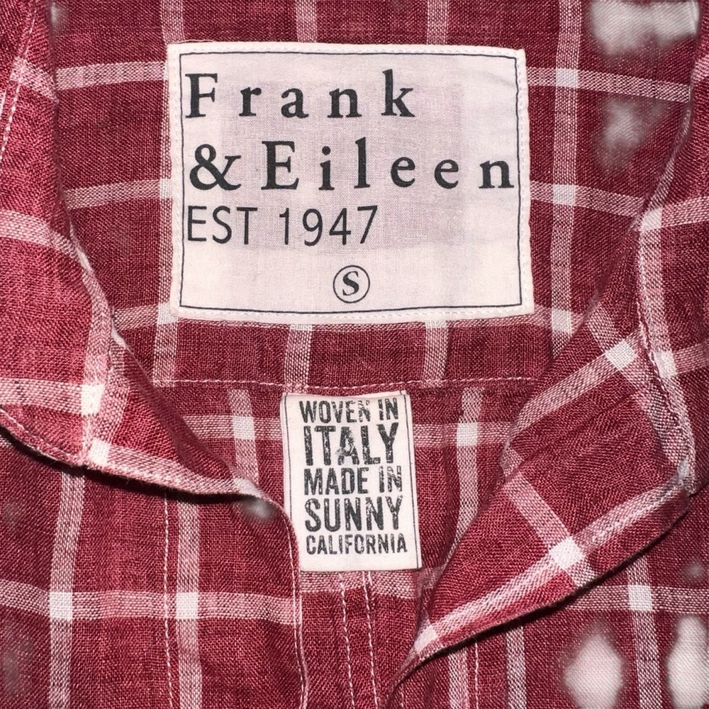 EUC Frank & Eileen Barry Tailored Button-Up Shirt Italian Classic Linen Small - Picture 4 of 9